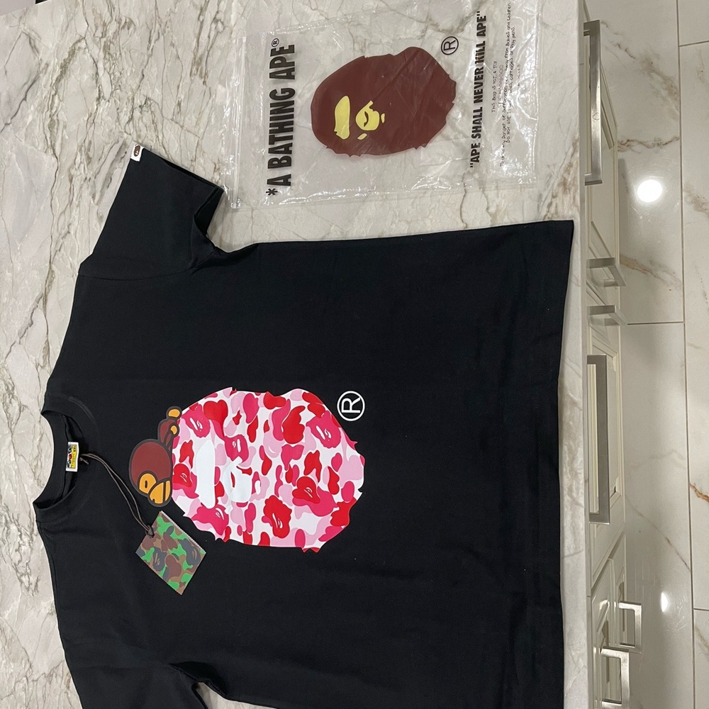 Kids Black T-Shirt with Red Camo Ape Design